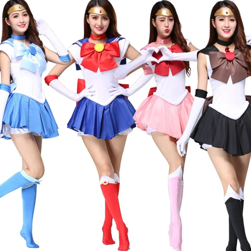 Anime Cosplay Sailor Moon Usagi tsurino kryształowa sukienka stroje impreza z okazji Halloween dziecko dziecko dorosłe kobiety plus rozmiar