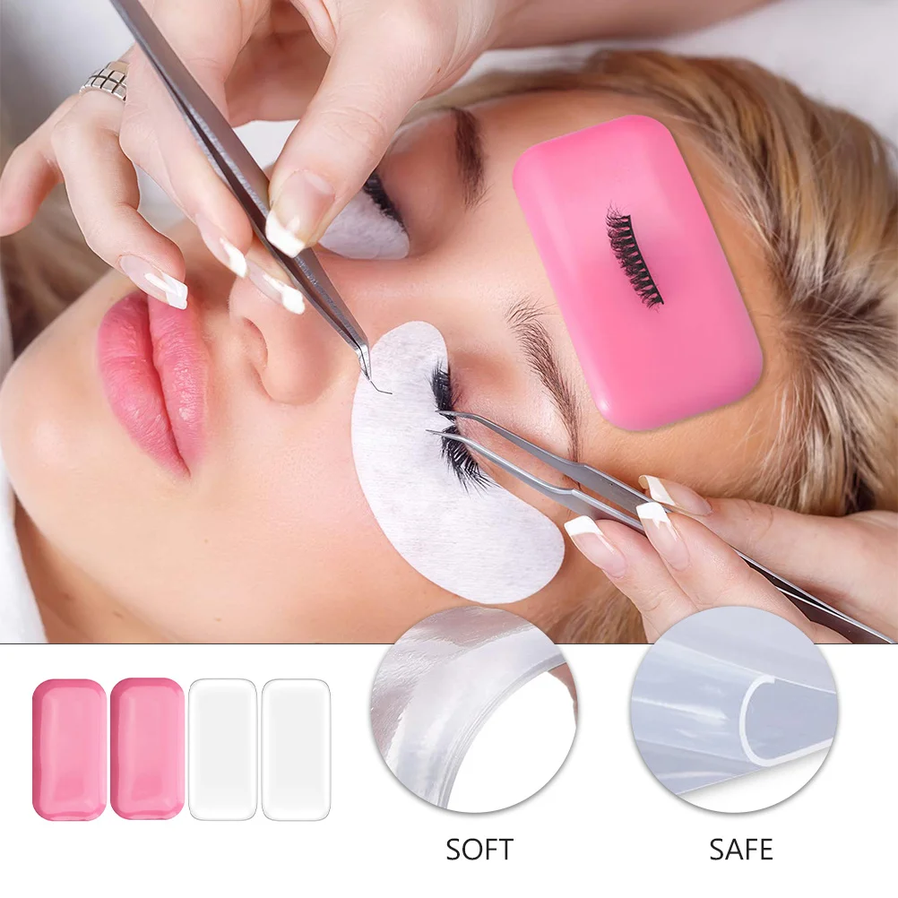 4개입 속눈썹 연장 실리콘 패드 재사용 가능 미끄럼 방지 가짜 속눈썹 도구 가정용 이발소 속눈썹 접착 액세서리