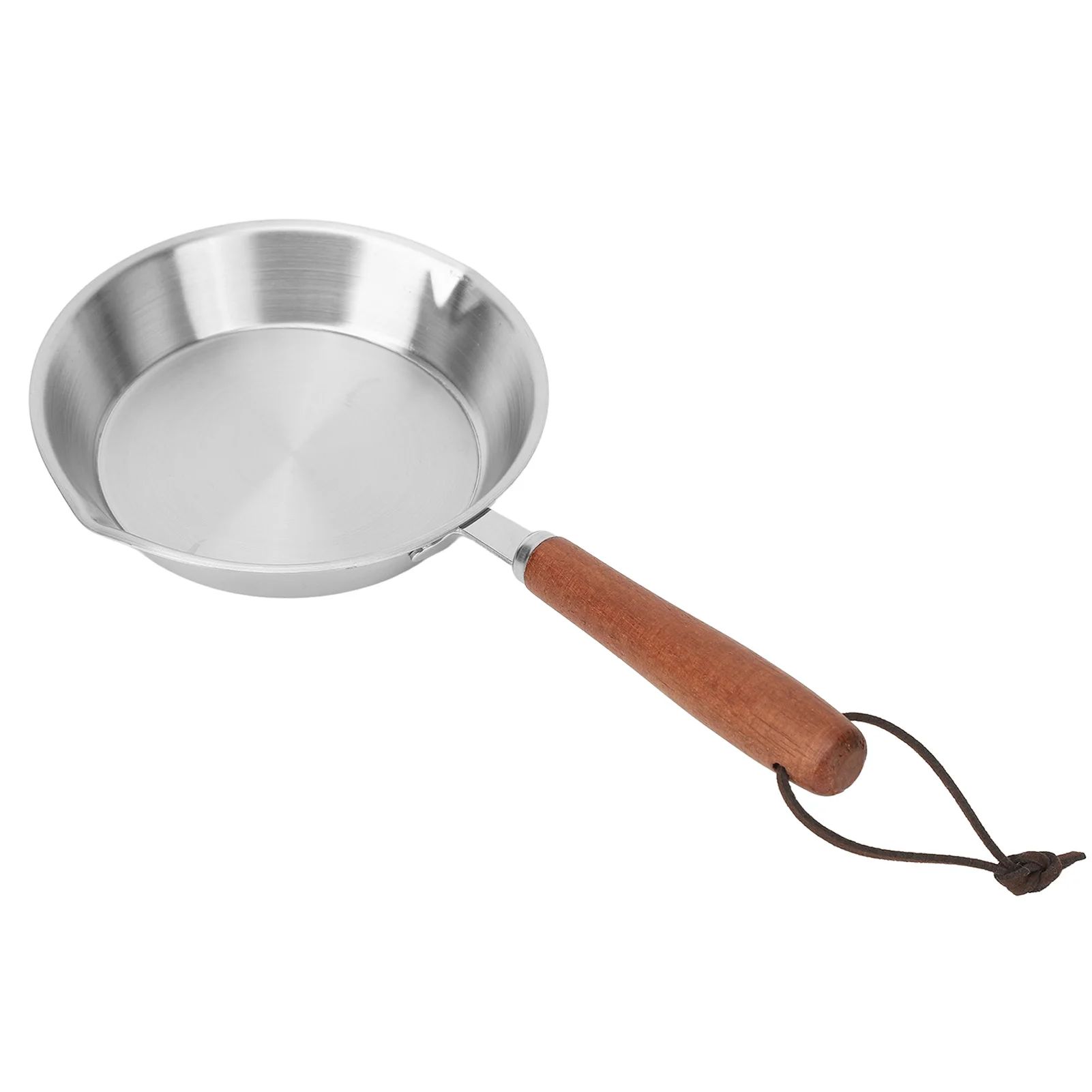 Small Frying Pan Non Stick Omelette Pan Stainless Steel Butter Heating Pan With Wooden Handle Kitchen Supplies