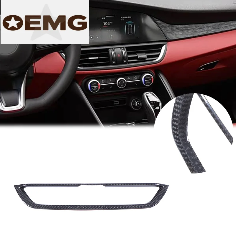 For Alfa Romeo Giulia 2017-2020 Real Carbon Fiber Car Center Control Panel Decorative Frame Interior Decoration Patch