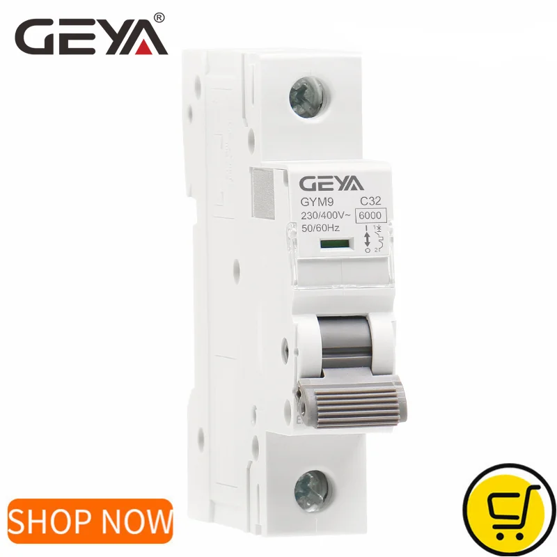 GEYA – disjoncteur de Type AC, 1P MCB 6A-63A Rail Din 220V 400V, courbe C, capacité de rupture 6KA