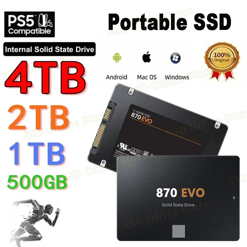 

2024 100% New 2.5 Inches SATA III SSD 870 EVO 1TB 2TB 4TB 8TB Internal Solid State Drive Hard Disk for Laptop Desktop PS5 PC PS4