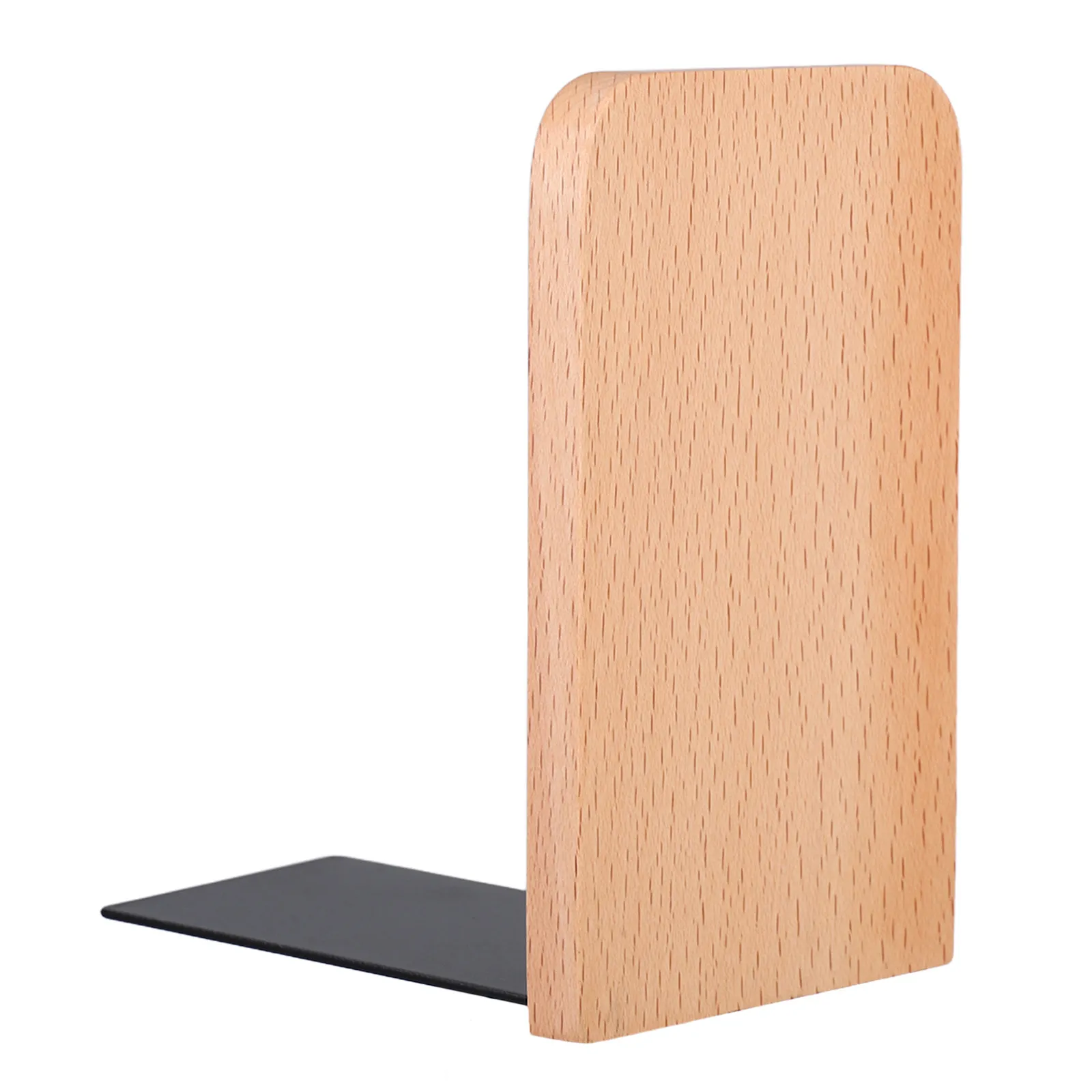 

Wooden Bookends L-Shaped Beech Wood Metal Base Heavy Duty Book Shelf Holder For Office Library Classroom Table File Organizer