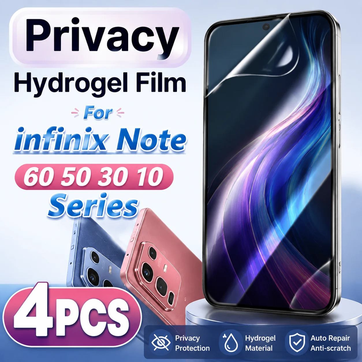 4 Pack For infinix Note 60 50 40 30 10 Pro+ 60 Ultra 50S 50X 40S 40X 30 VIP 30i Privacy Soft Screen Protector TPU Hydrogel Films