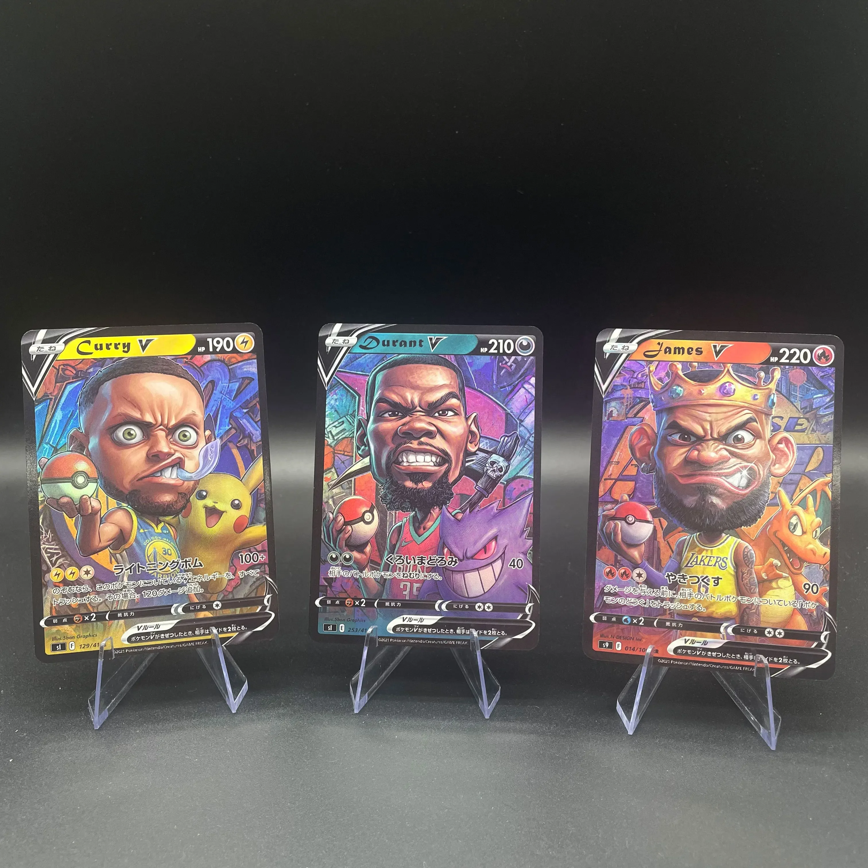 

New Superstars X Ptcg Texture Coarse Color Flash Card Curry Durant James Pichu Charizard Gengar Themed Ptcg Collectible Cards