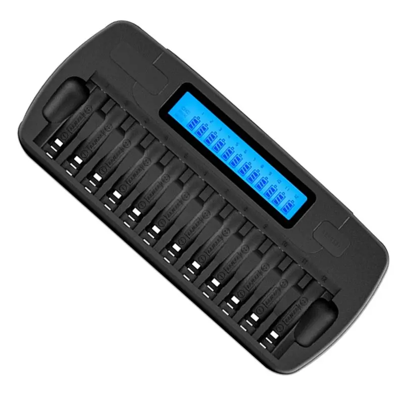 PHILE-AA AAA 12 Slots 1.2V Ni-MH Ni-CD Rechargeable Battery LCD Display Fast Smart For 9V 3.7V Batteries