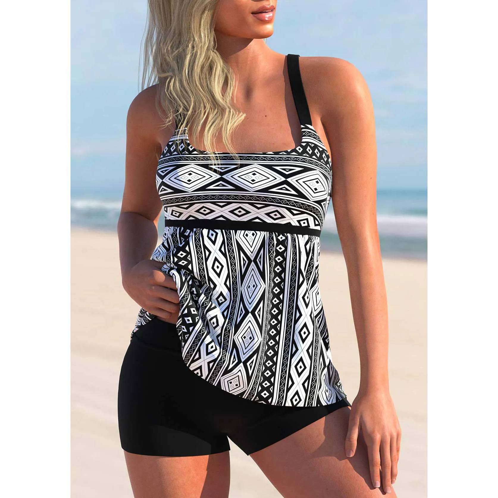 2023 Women\'s Beach Swimwear Fashion Print Tankini Fashion Sexy Swimwear Swimwear Bikini Set Summer Swimming Two Piece Set