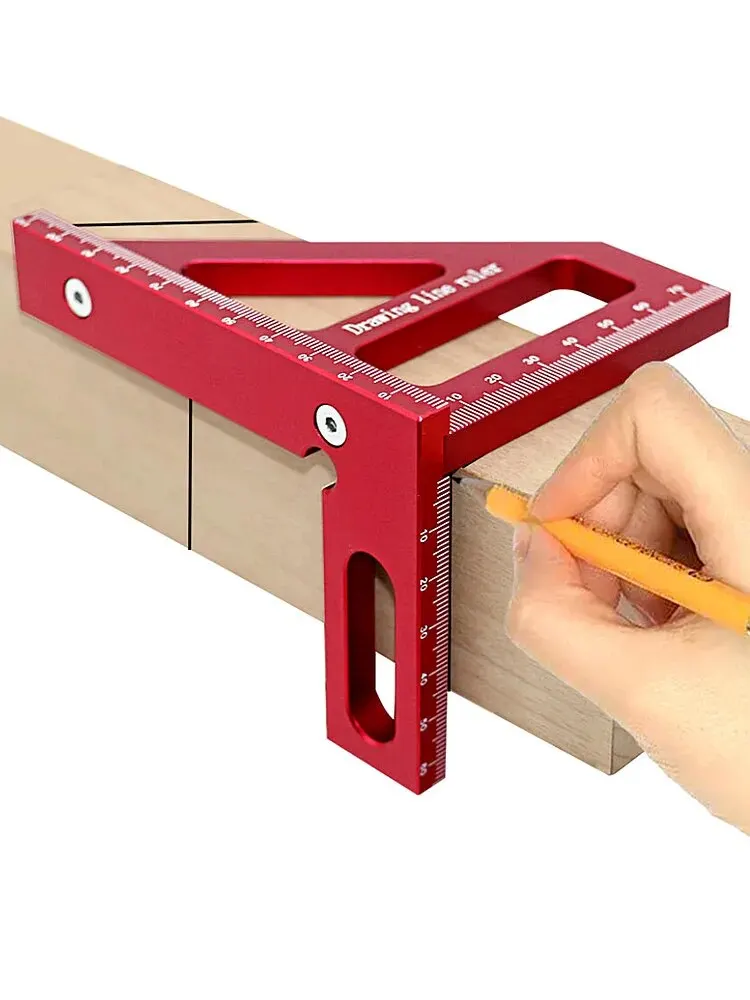 Zimmermannswinkel - Holzbearbeitungs-Winkelmesser Aluminium/Kunststoff-Lineal 3D-Mehrwinkel 45/90-Grad-Messlineal