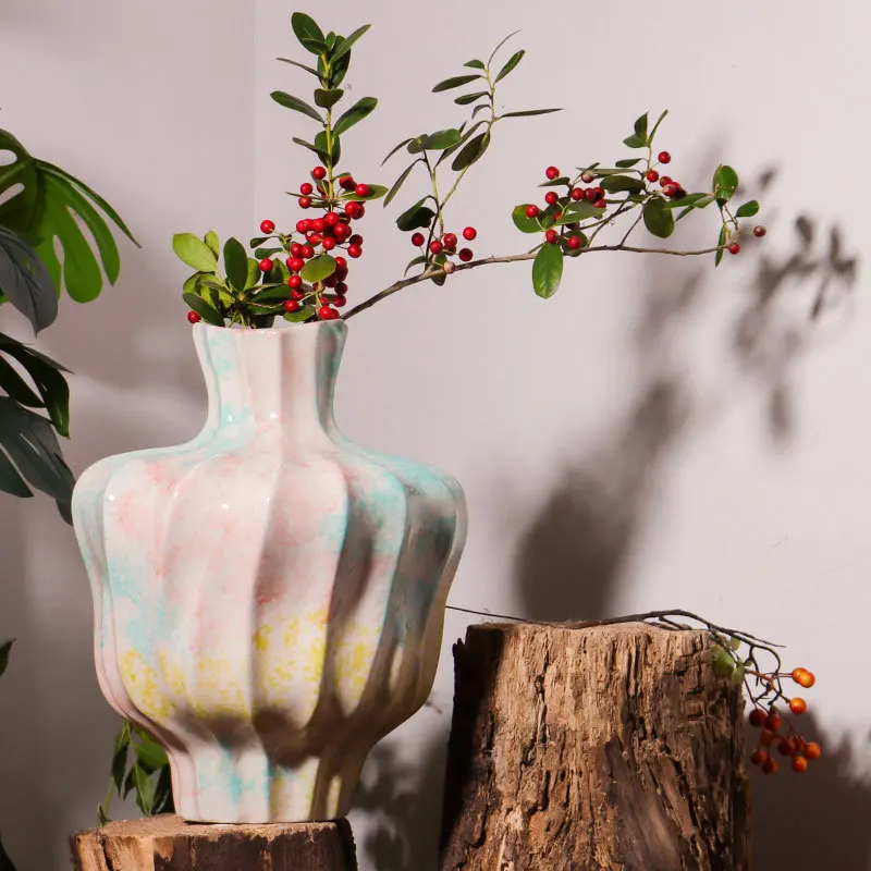 Ceramic vase, modern simple water culture flower ornament, home jewelry, living room entrance TV cabinet, vase ornament