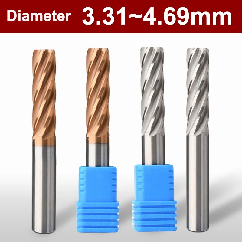 YZH 3.31mm~4.69mm Carbide Machine Reamer HRC50 HRC60 Spiral Groove Tolerance +0+0.005 Harened Steel Metal Cutter CNC Inner Hole