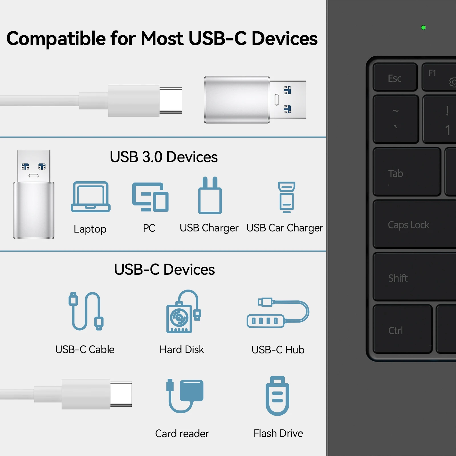 USB-C 3.0 Adapter Type C To USB Adapter for Mobil Phone Male To Female USB-C Converter USB 3.0 Type-C Converter for PC Laptops