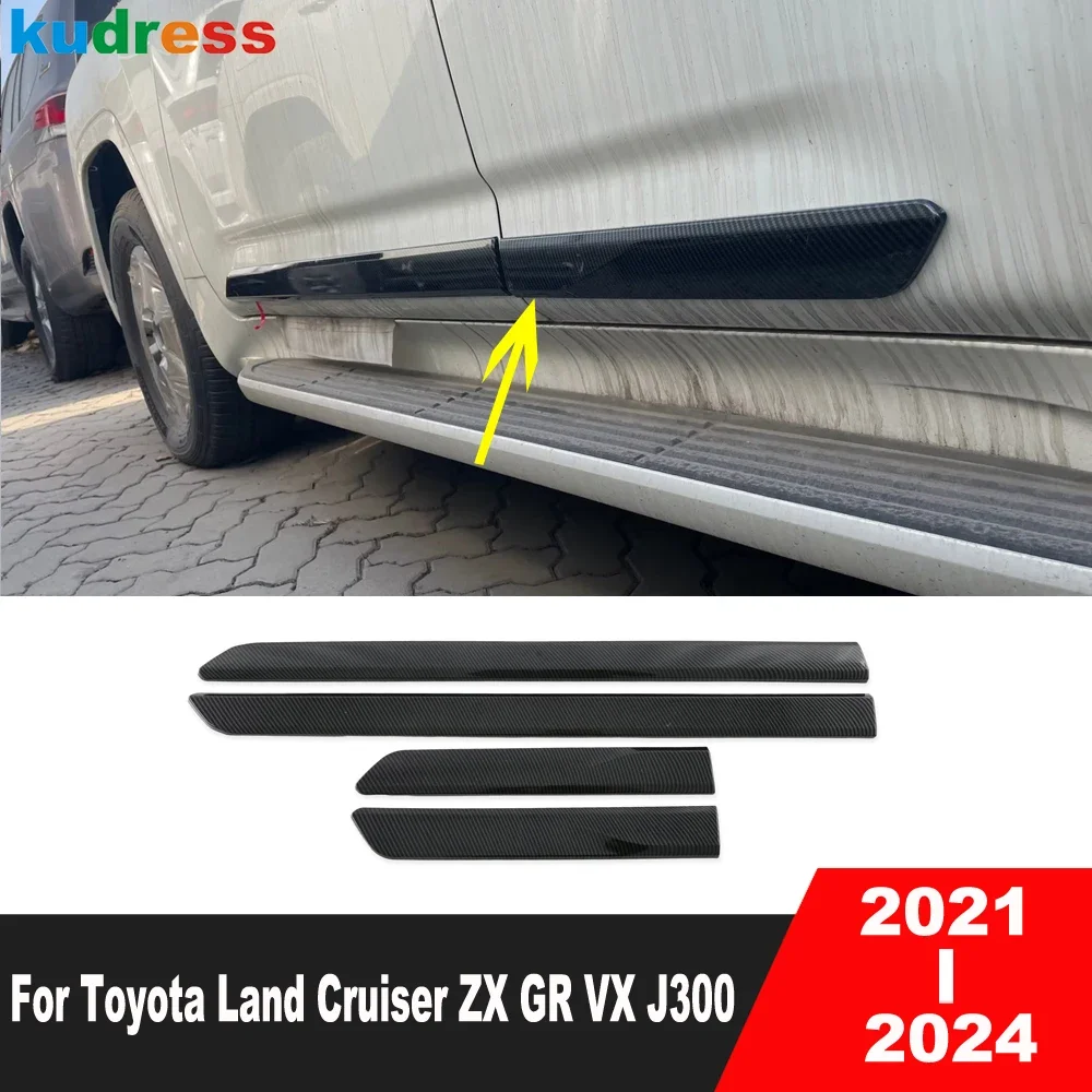 

Side Door Body Trim For Toyota Land Cruiser ZX GR VX J300 2021 2022 2023 2024 Carbon Car Door Panel Streamer Strip Accessories