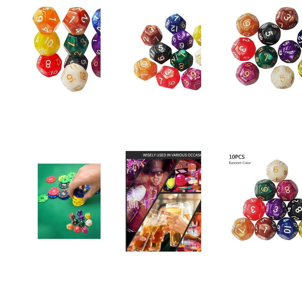 

652f 10pcs/set 12 -боковой номер деревянные кубики семейная вечеринка DIY игры Печать гравюры Kid Образовательные многогранные