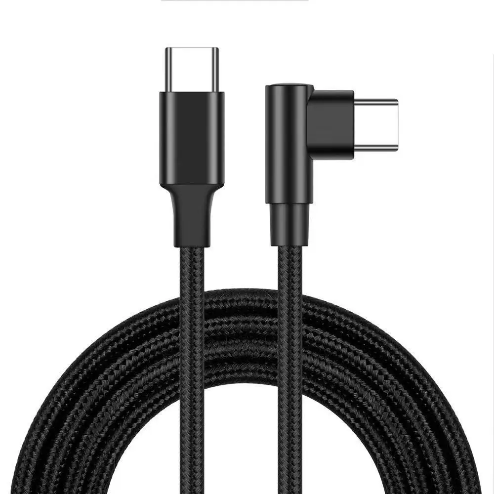 60W Type C to Type C Braided Cable Straight & 90 Degree Elbow Two Styles Data Sync Charging Cord 0.5M 1M For Mobile Phone Laptop