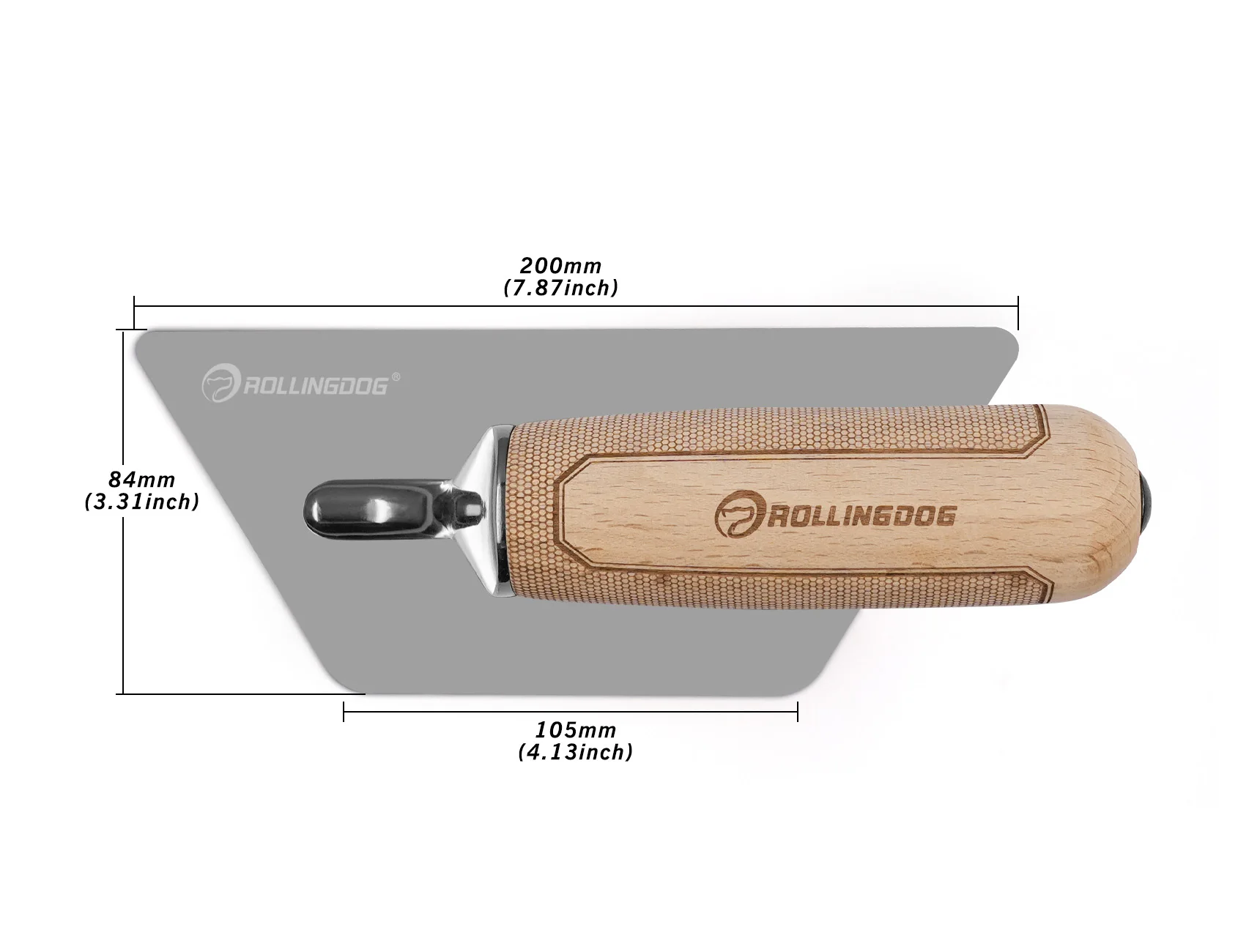 Rollingdog Small Venetian Trowel Mirror Polished 420 Stainless Steel Blade, Ergonomic Beech Handle for Decorative Finishing and Polishing, Plaster Finishing