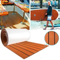 600x2400x6mm EVA Foam Faux Teak Boat Deck Mat Brown Decking Sheet Yacht Marine Flooring Anti Skid Mat Self Adhesive Vehicle Pad