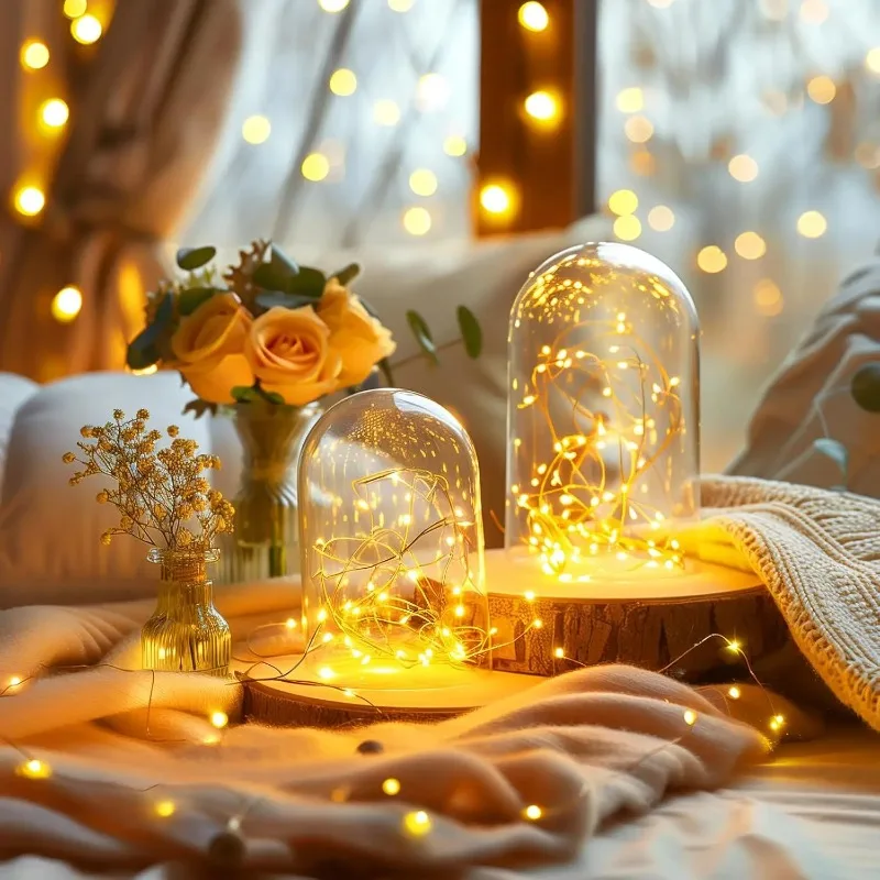 Solar Powered LED Copper Wire Lamp Waterproof Fairy Light String Suitable for Outdoor Festival Garden Party Decoration Lights