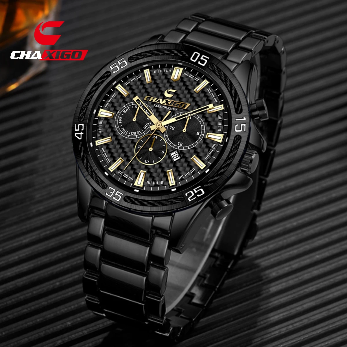 

CHAXIGO Men's Classic Business Casual Stainless Steel Watch with Sunburst Dial, 3ATM Water Resistance, and Luminous Hands.