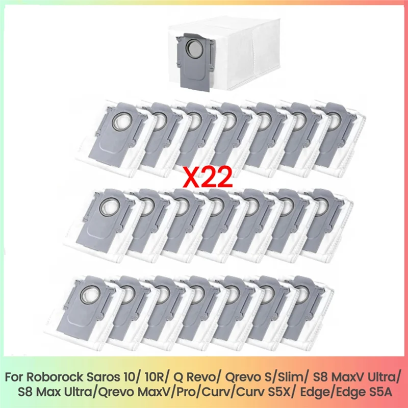

ABVI-22PCS Мешки для сбора пыли для пылесосов Roborock Saros 10/10R, Q Revo, Qrevo S/Slim, S8 Maxv Ultra, S8 Max Ultra, запчасти для пылесосов