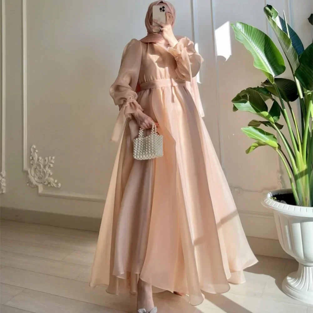 

Customized Formal Dress Saudi Arabia Prom High Collar A-line Floor Length Skirts Stole Tulle Bespoke Occasion Dresses Evening Go