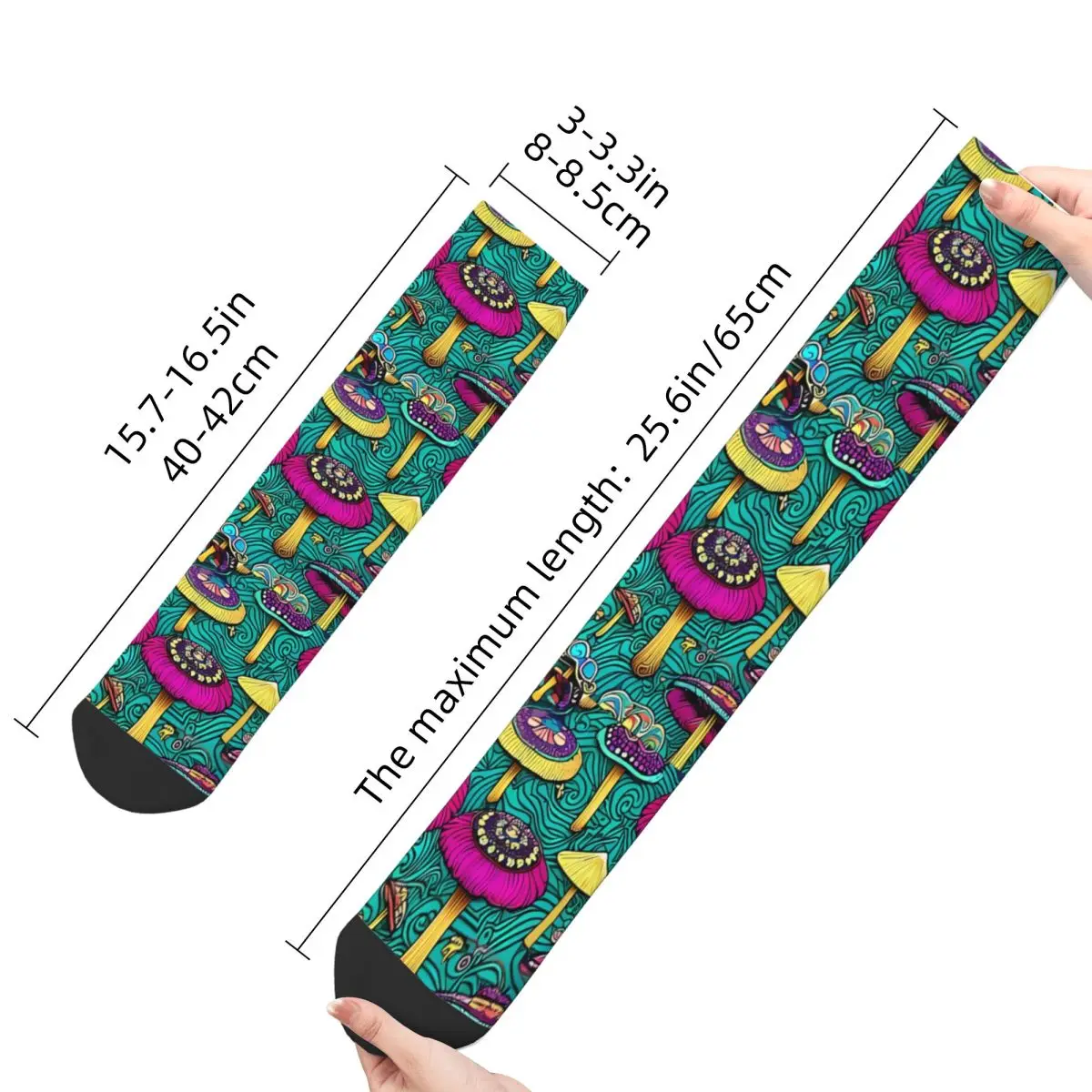 Vintage Hippie Men's Socks Mushroom Unisex Novelty Seamless Printed Funny Crew Sock Gift