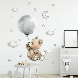 1Pc Cartoon Cloud Balloon Bear Wall Stickers Kids Room Decor for Bedroom Decoration Children Room Wall Decals Living Room