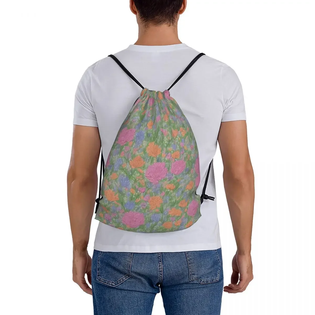 AI Generated Flower Pattern #6 zaini borse portatili con coulisse coulisse Bundle Pocket Shoes Bag BookBag per la scuola di viaggio