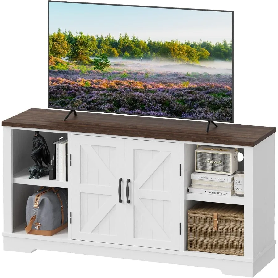 

Подставка для телевизора в фермерском доме для 65-дюймовых телевизоров с 2 шкафами для хранения Водонепроницаемый современный медиаконсольный столик белого цвета для гостиной R