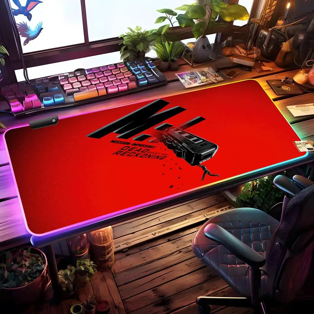 M-Mission-NS S-Impossible-ES Mouse Pad RGB Gaming Mouse Pad Desk Mat HD Gamer Large LED Light XXL MousePads