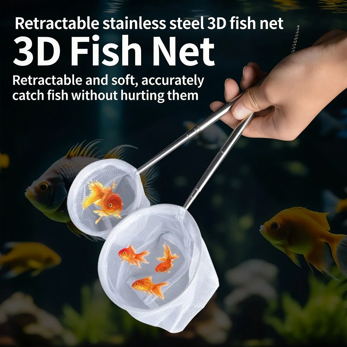 

1 Pc Telescopic Fishing Nets with Plastic Mesh Heads Detachable Fish Catching Nets for Aquarium And Freshwater Fishing