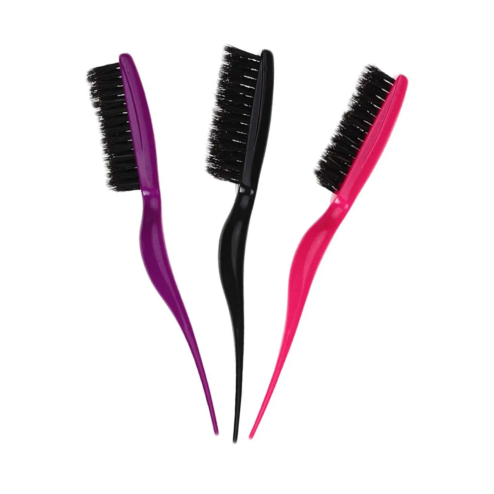 

3 шт., расческа для волос со свиной щетиной, тонкая прочная ручка, расческа для салона, домашняя расческа для стимуляции кожи головы, поток крови, черный, красный, фиолетовый