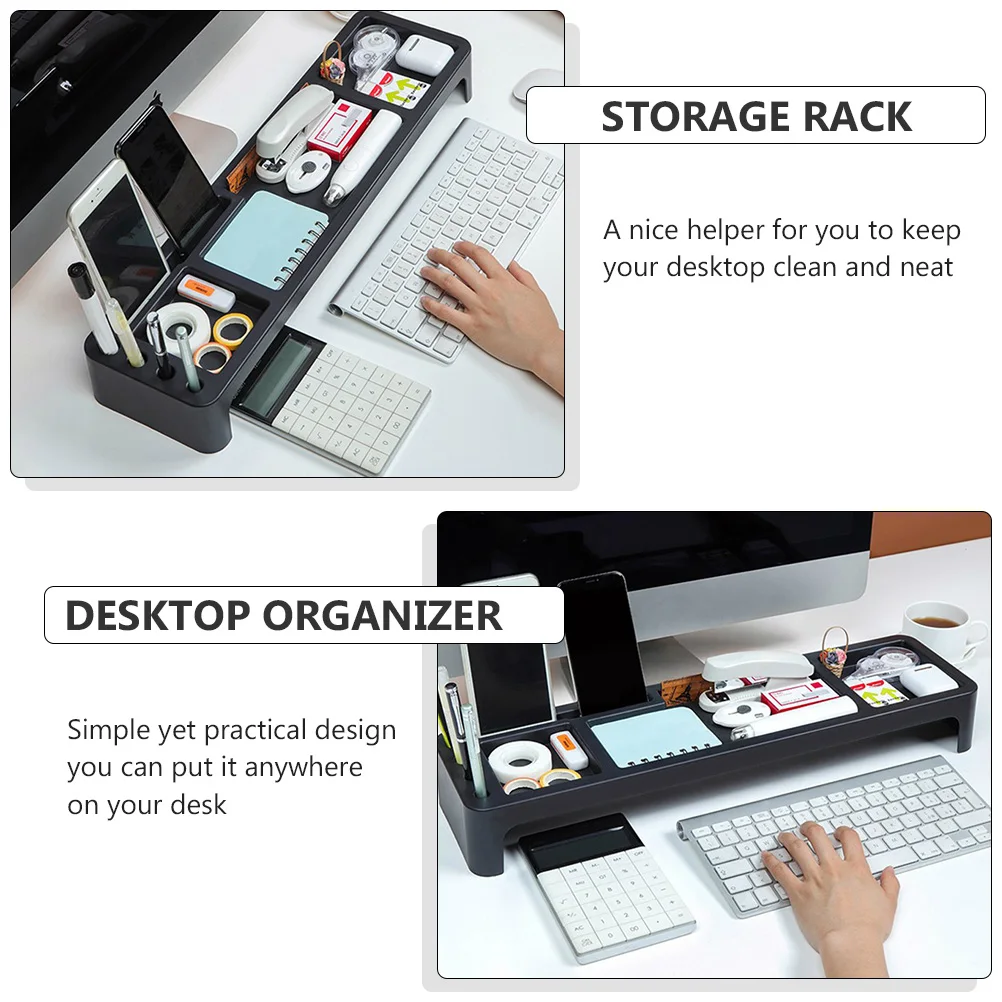 

Keyboard Storage Rack Desktop Organizer Black Stackable Drawer Multifunctional Shelf Container ABS Material Practical Design