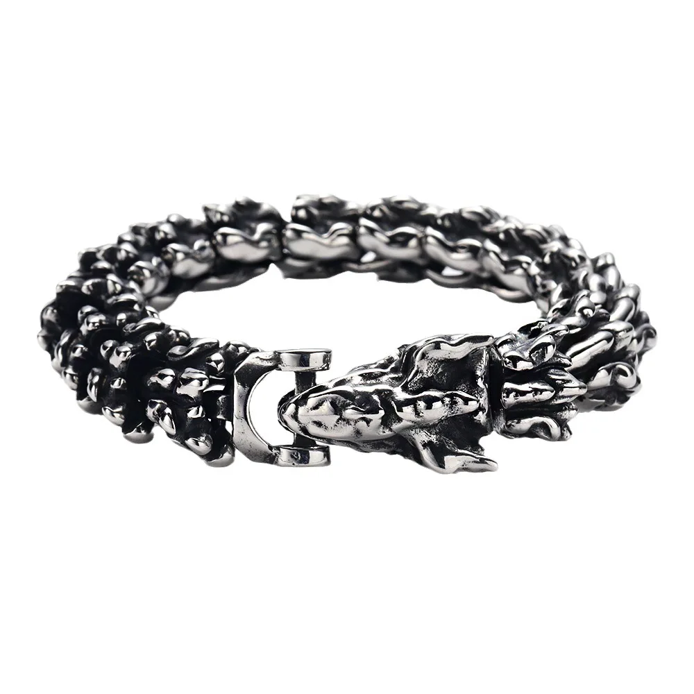 European and American Domineering Punk Retro Dragon Bone Dragon Pattern Dragon Scale Men's Bracelet