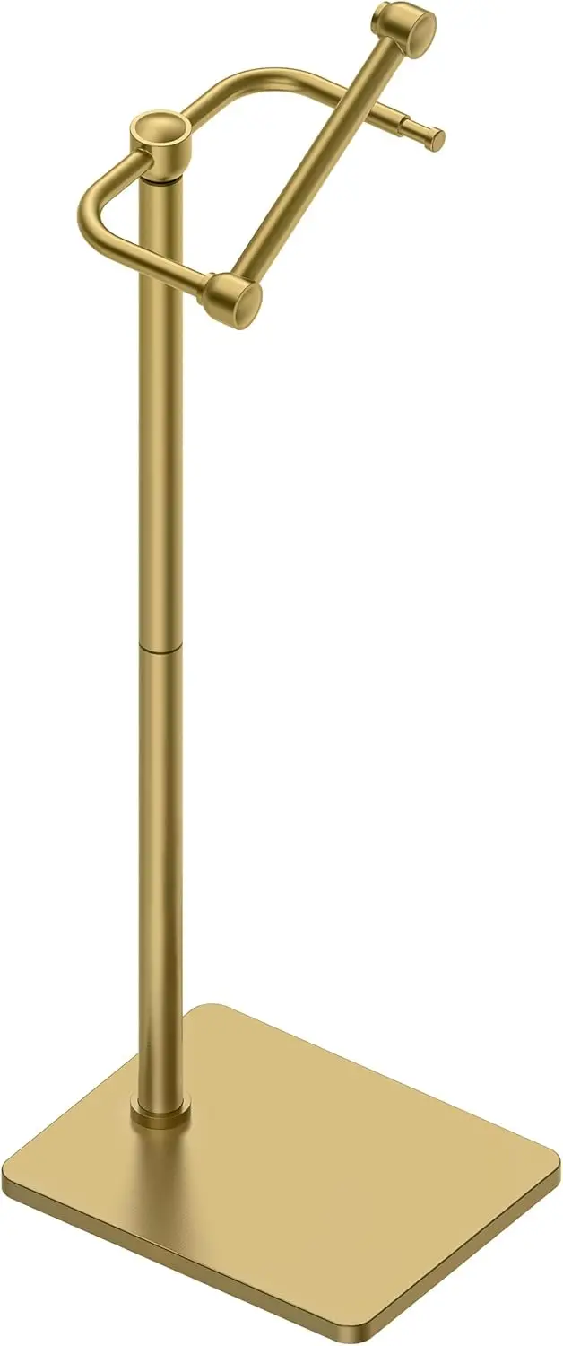 

Напольный держатель для туалетной бумаги с поворотным механизмом, утяжеленным основанием и конструкцией из нержавеющей стали с отделкой под матовое золото.