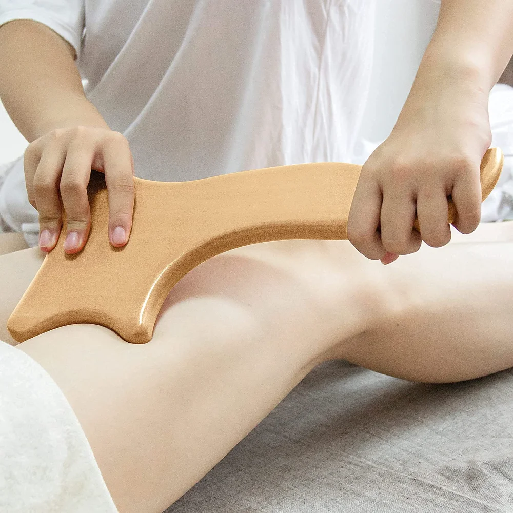 Wooden Gua Sha Board Wood Massage Roller Stick Body Sculpting Lymphatic Drainage Massager for Release Cellulite Sore Muscle