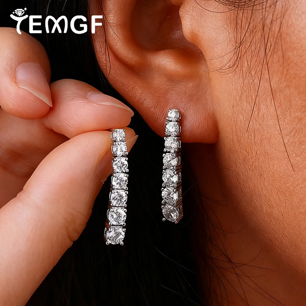 

Серьги TEMGF с муассанитом градиентного размера, серебро 925, длинные серьги-гвоздики с кисточками для женщин, модные роскошные украшения с GRA, модификация лица