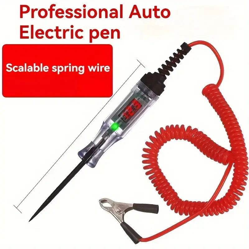 Voltage Circuit Tester for Car Truck Digital Led Long Probe Pen Bulb Automobile Diagnostic Tools Auto Repair 6V 12V 24V 90V DC