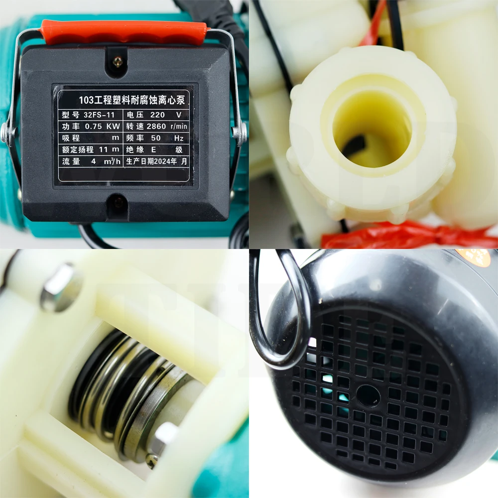 Pompa chimica resistente agli acidi e agli alcali Pompa acqua autoadescante da 750 W Resistente alla corrosione a basso rumore 2900 giri/min 220 V/380 V Opzionale