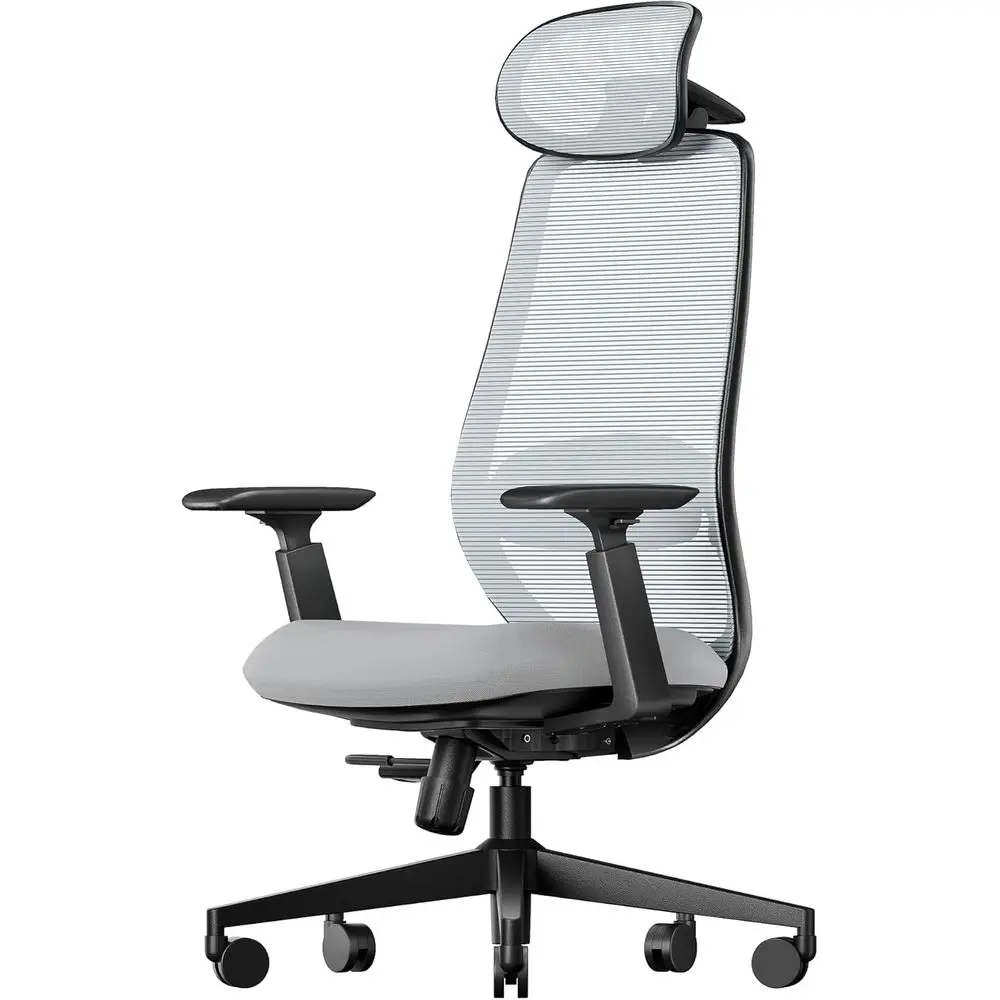 

Ergonomic High-Back Mesh Chair with Lumbar Support, Adjustable Headrest, and Sliding Seat for Comfortable 8+ Hour Workdays - Gra