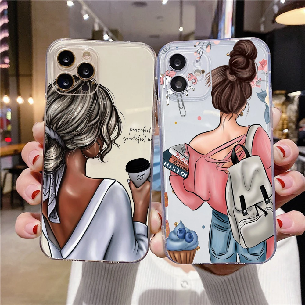 

Fashion Girls Phone Case for iPhone 15 14 13 12 11 Pro Max Coque Bags for iPhone XR X XS SE Mini 7 8 Plus Cover Shockproof Funda