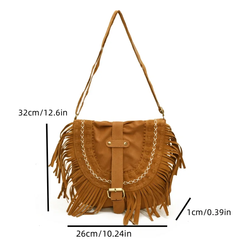 Tassel Bag Retro Western Cowboy Saddle Bag Minority Ethnic Style Crossbody Bag Women Travel Vacation Leisure