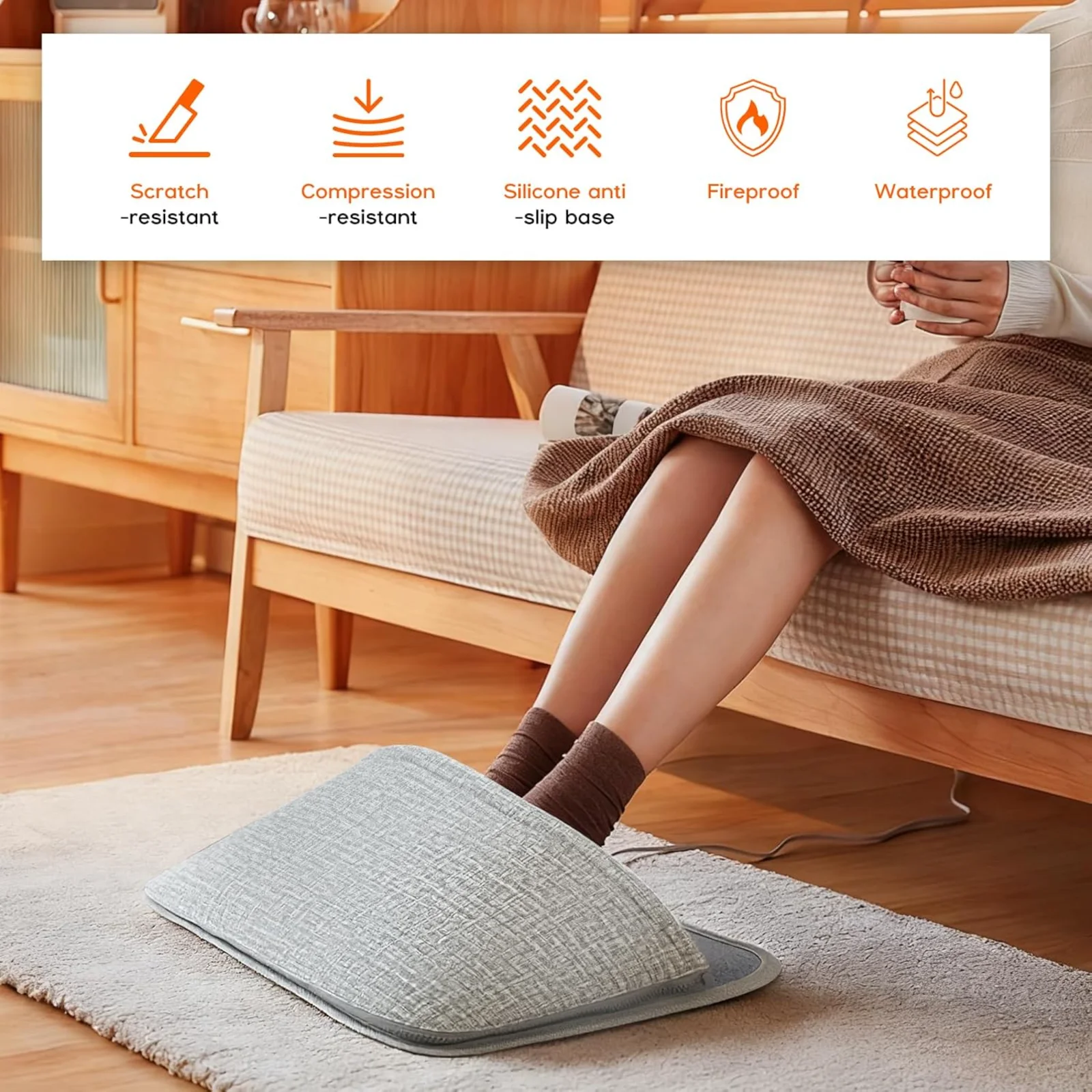 

Electric Foot Heater Electric Heating Foot Pad 5 Speed Temperature Regulation Timing Winter Portable Soft Foot Warmer Mat