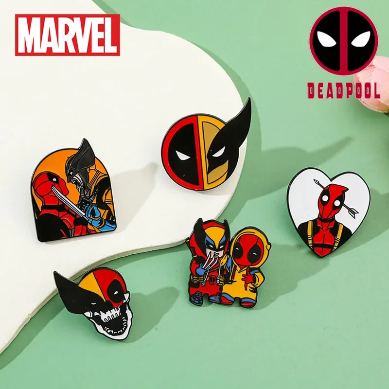 Marvel Brooches Deadpool & Wolverine Enamel Alloy Badges Cartoon Superhero Pins for Backpack Clothing Collar Decoration Gifts