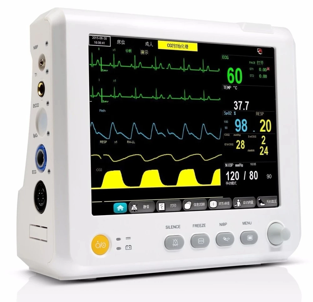 

Yonker Human Animal Veterinary 8 Inch 6 Parameters ECG NIBP SPO2 RESP TEMP PR HR Hospital ETCO2 Patient Monitor Machine