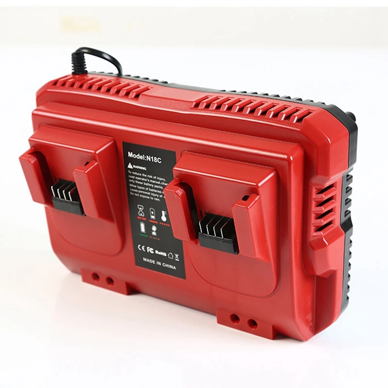 18V Rapid Charger Replacement For Milwaukee M18 Battery Charger Station 2Ports 48-59-1802 48-59-1812 US Plug