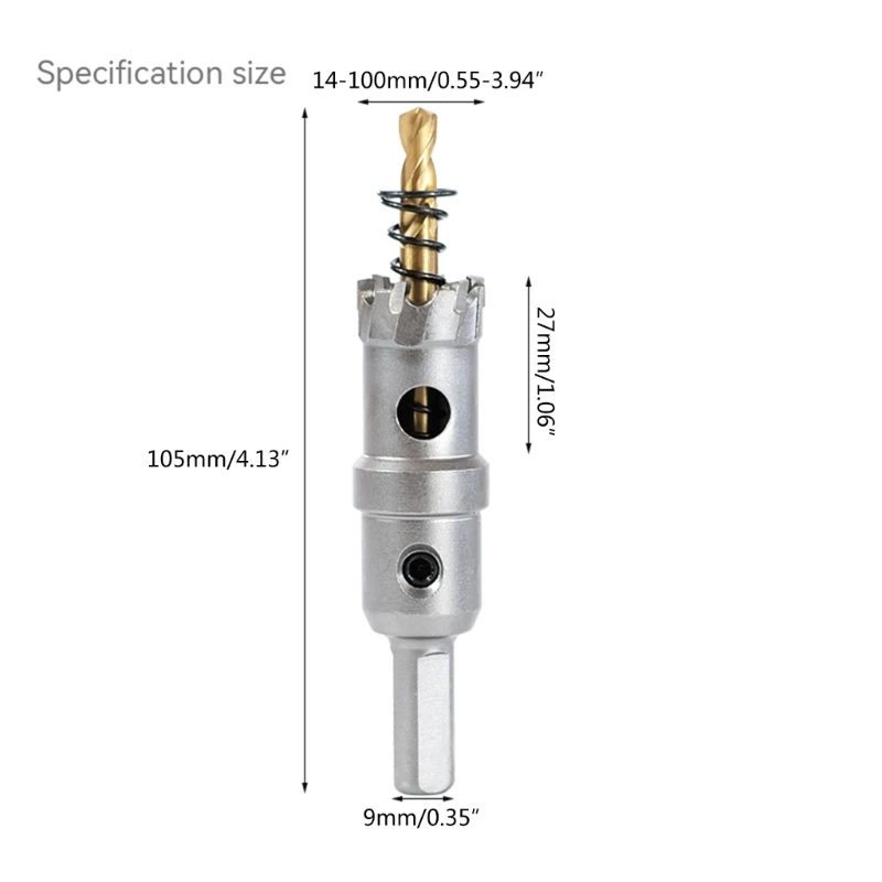 14–100 mm Lochsäge mit Stahlspitze, schnell wechselbarer Hochleistungs-TCT-Lochschneider mit Zentrierbohrer