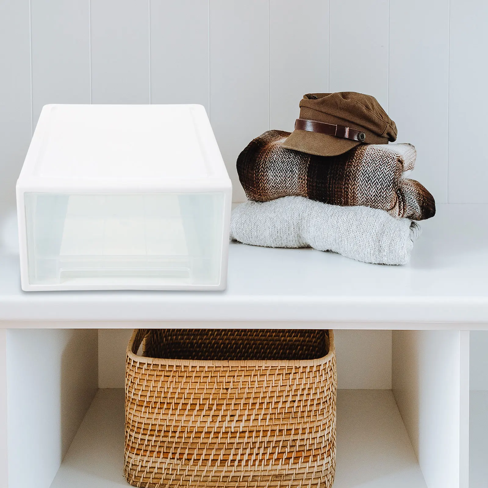 

1Pcs White Drawer Style Storage Container Large Capacity Organizer for Underwear Socks Bras Scarves Clothes Storage