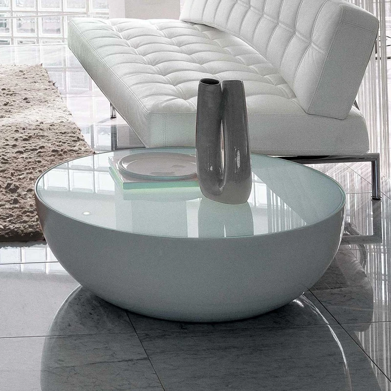 Designer Italian very simple rock board tea table living room simple modern tempered glass light luxury senior round tea table