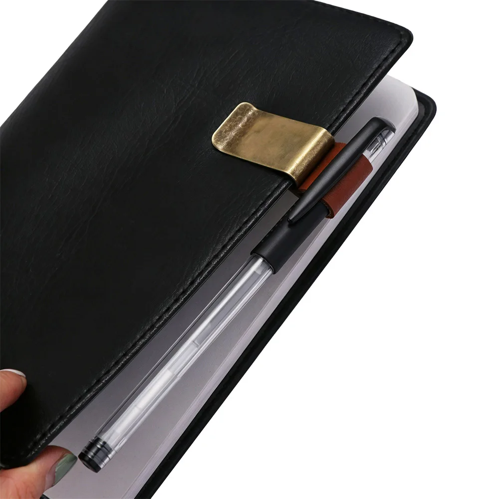 Metal Leather Notebook Paper Folder Bookmark Pencil Holder Office Supplies Metal Clip Pencil Clip Memo Clip Pen Holder Pen Loop