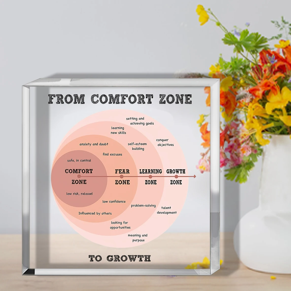 Comfort Zone to Growth Acrylic Plaque | Personal Development Motivational Decor,Career Growth Mindset Sign,Self-Improvement Gift